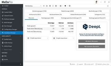 In der MeDaPro können über den Translation Manager ganz einfach und teilweise automatisierte Übersetzungen angefertigt werden.